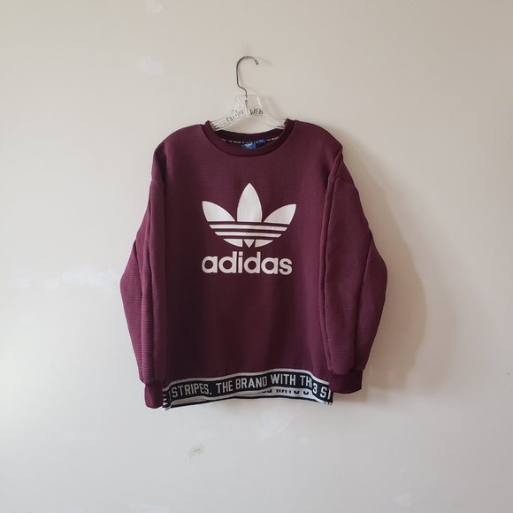 *SOLD* Adidas Burgundy Trefoil Crewneck Small - Picture 2 of 8
